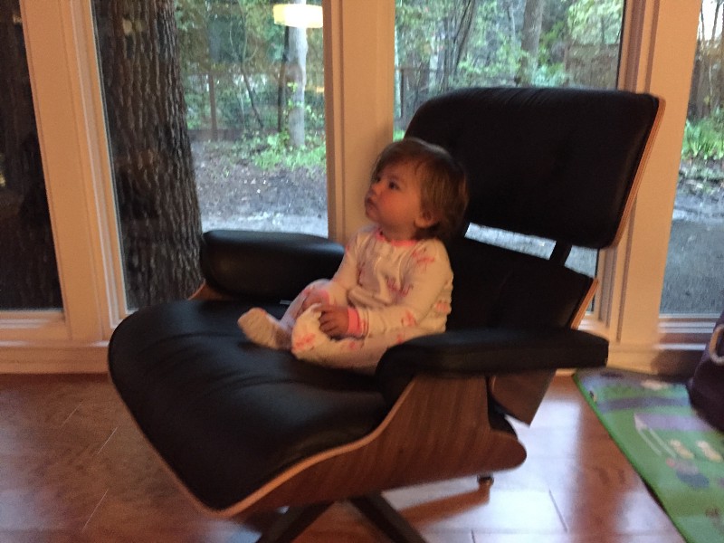 Lily enjoying the Eames chair