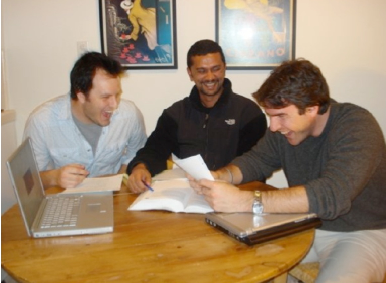 Them salad days. Zak, Sunil, and me, posing for the camera, 2007-ish.