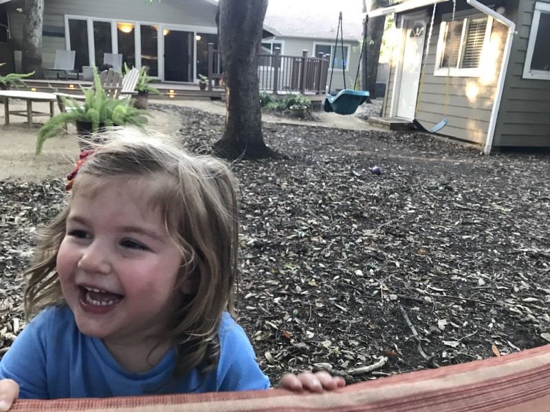 Daughter pushing me on hammock