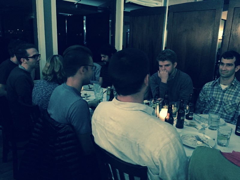 Team dinner before toasts