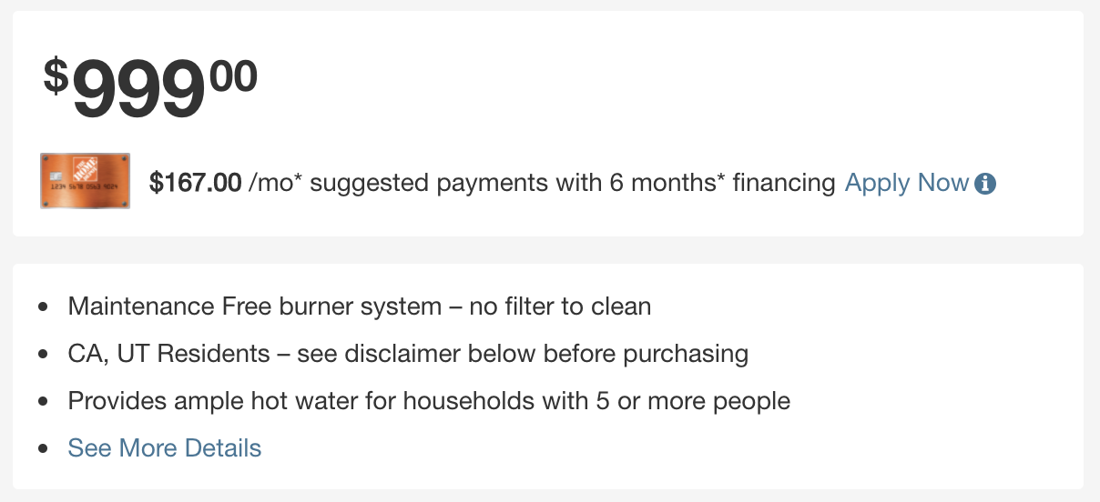 Traditional gas water heater specifications