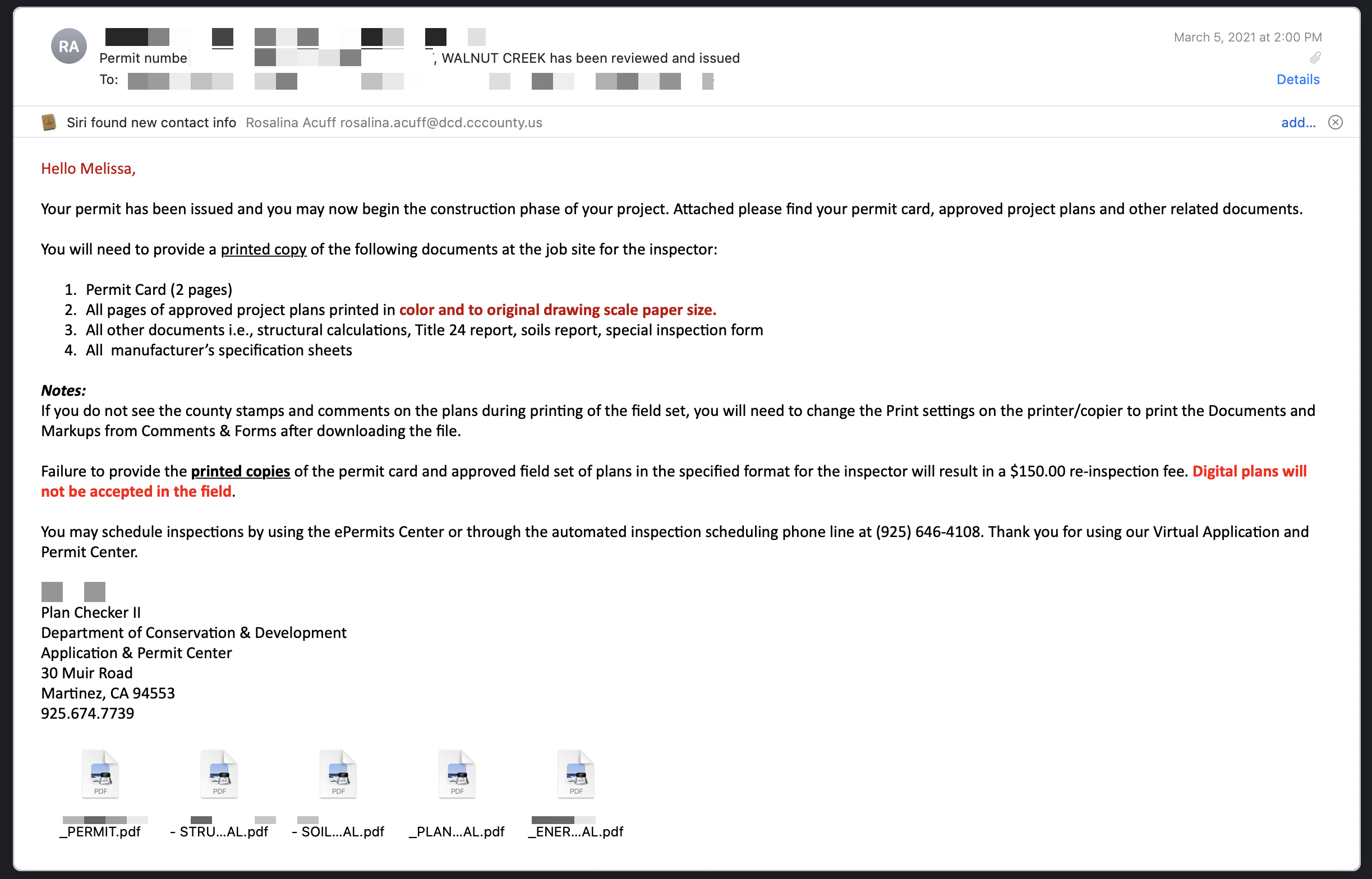Building permit approval notification