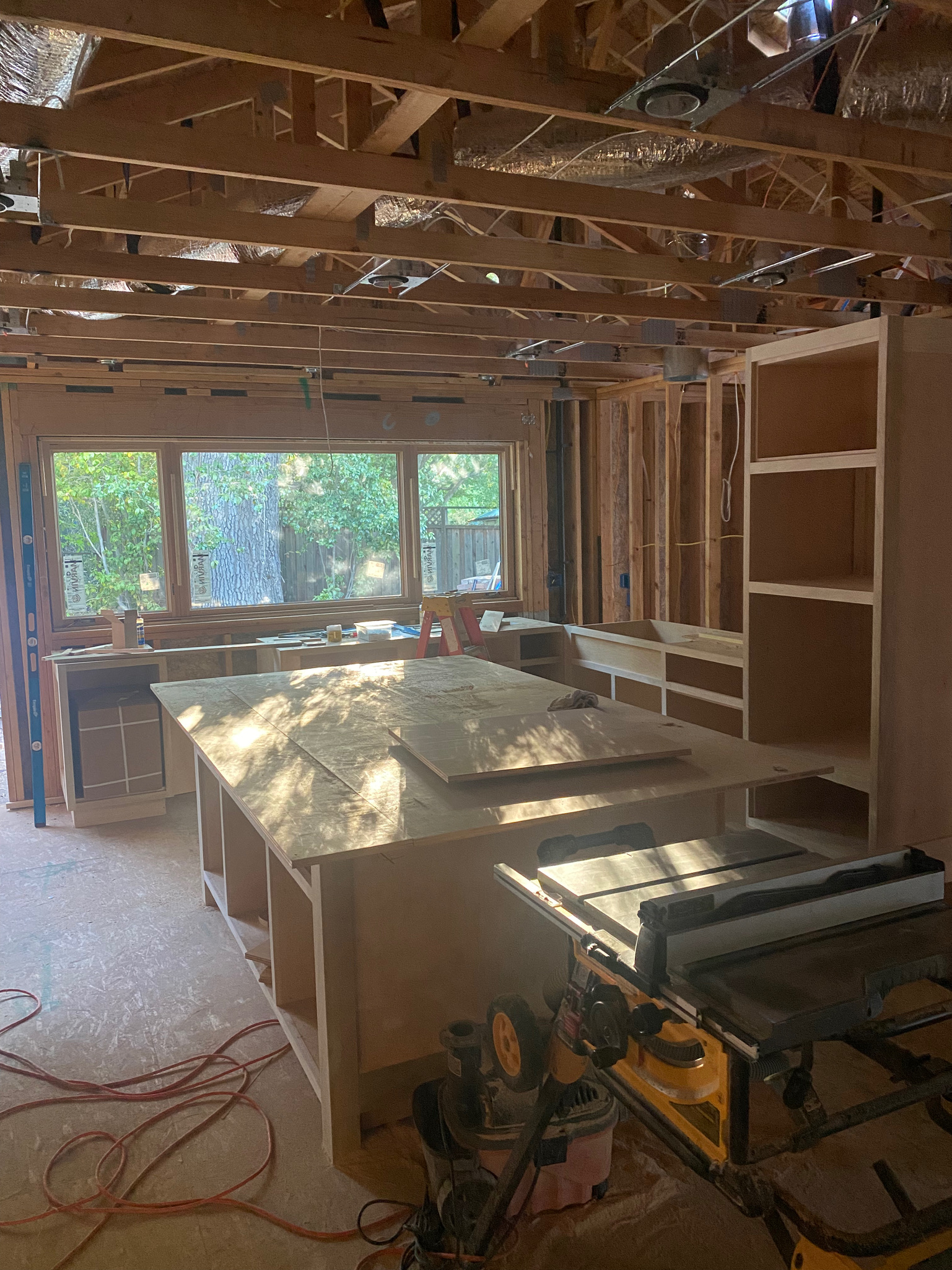 Kitchen framing and electrical work in progress