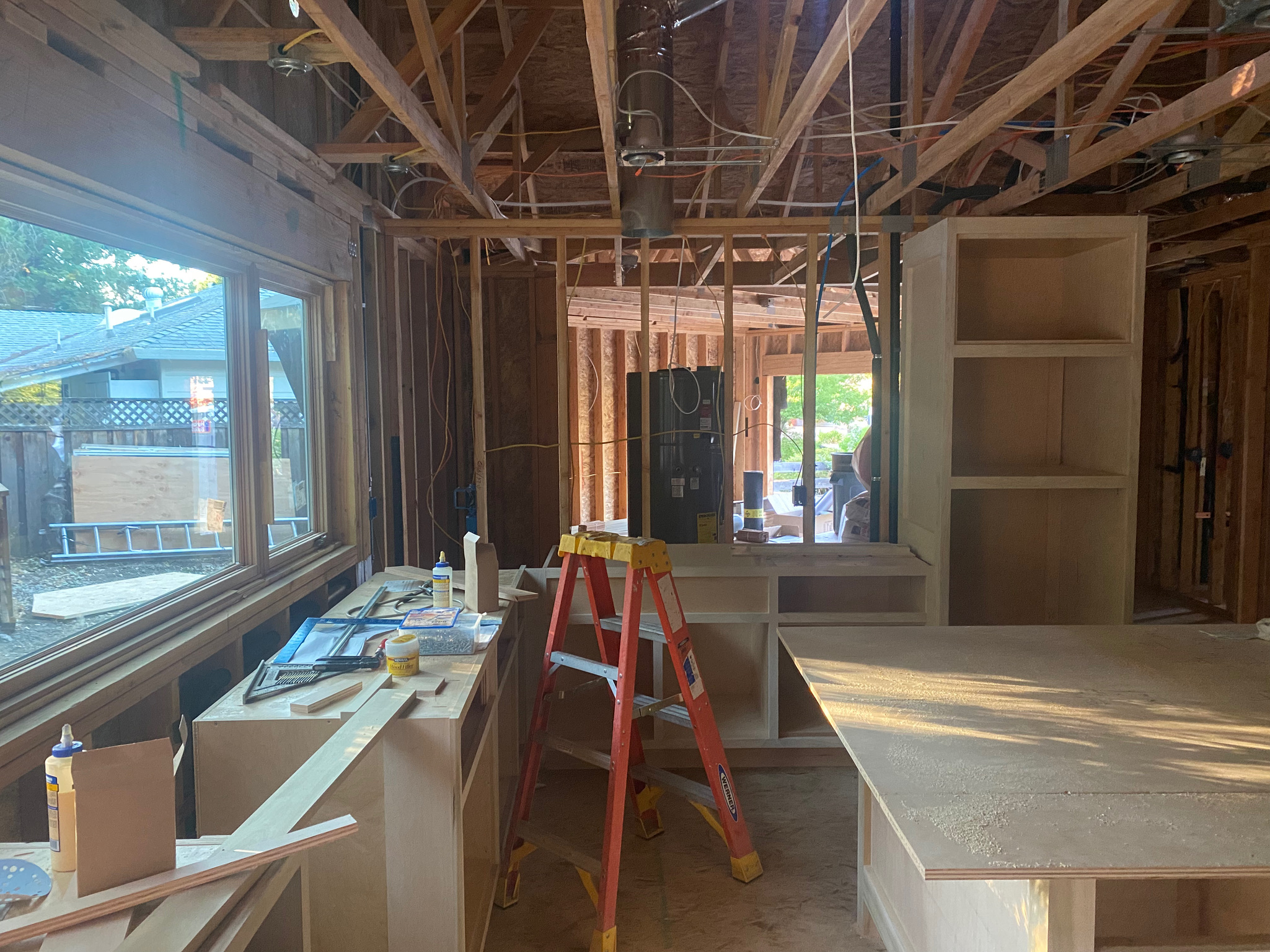 Kitchen cabinet installation in progress