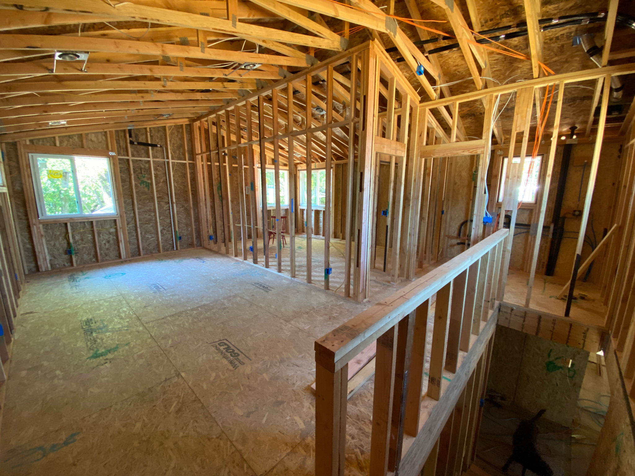 Upstairs construction - room dividers installed