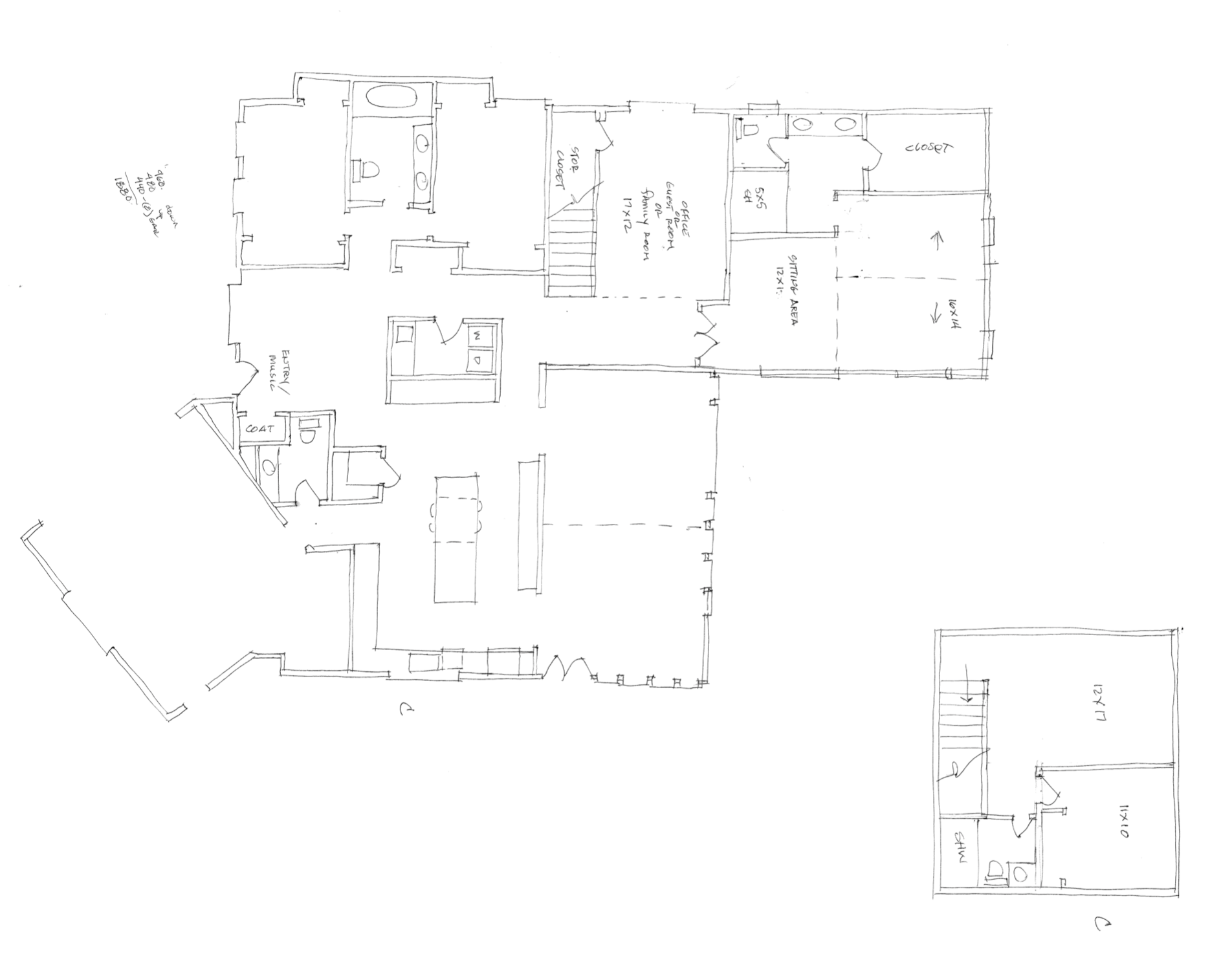 Early design sketch - room layouts