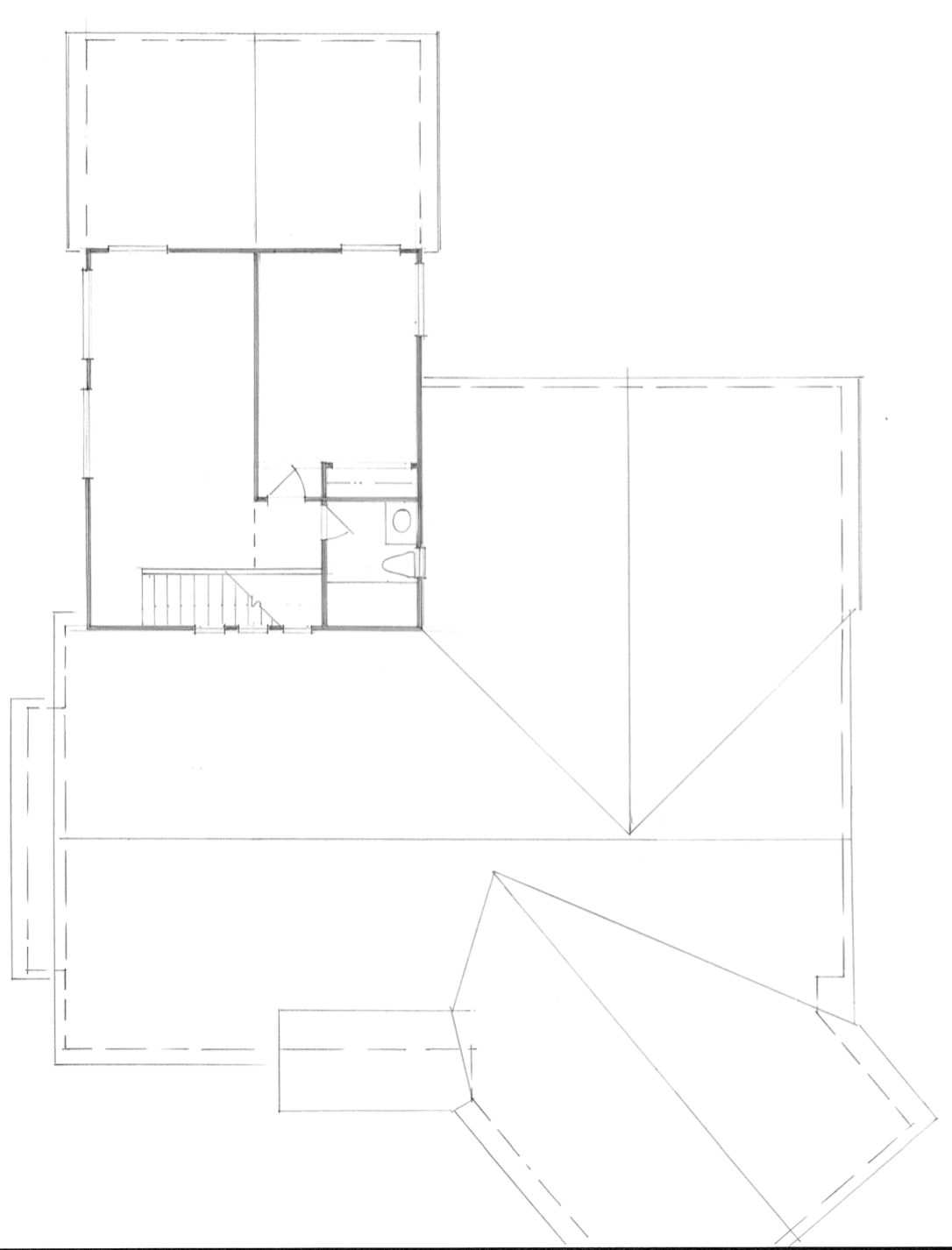 Floor plan showing new vs existing walls - upstairs