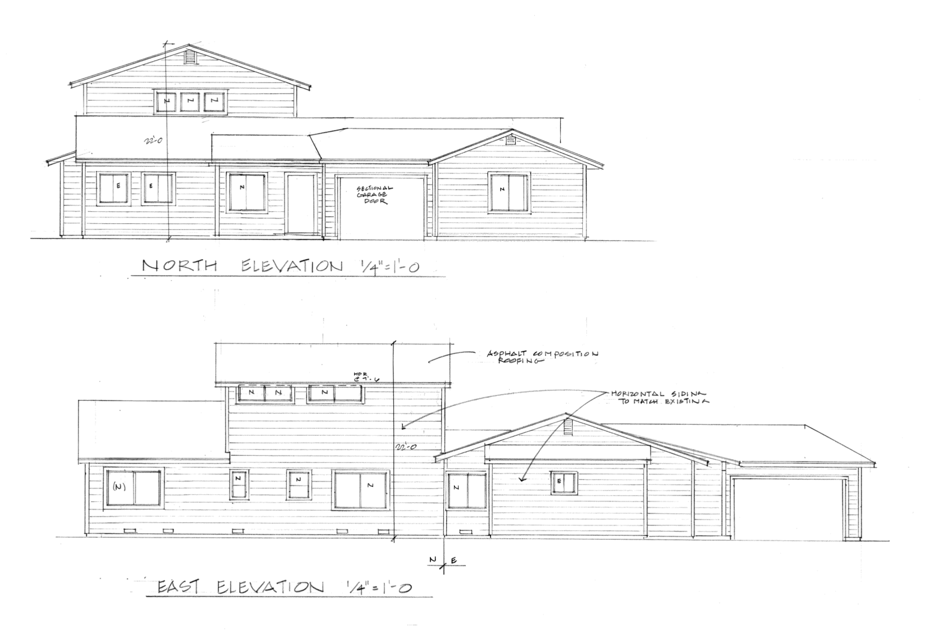 House elevation drawing - front view