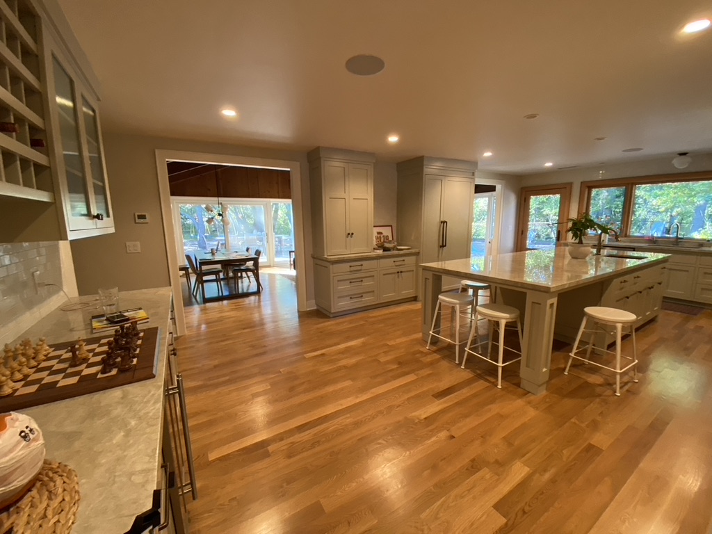 Kitchen island with quartzite countertops