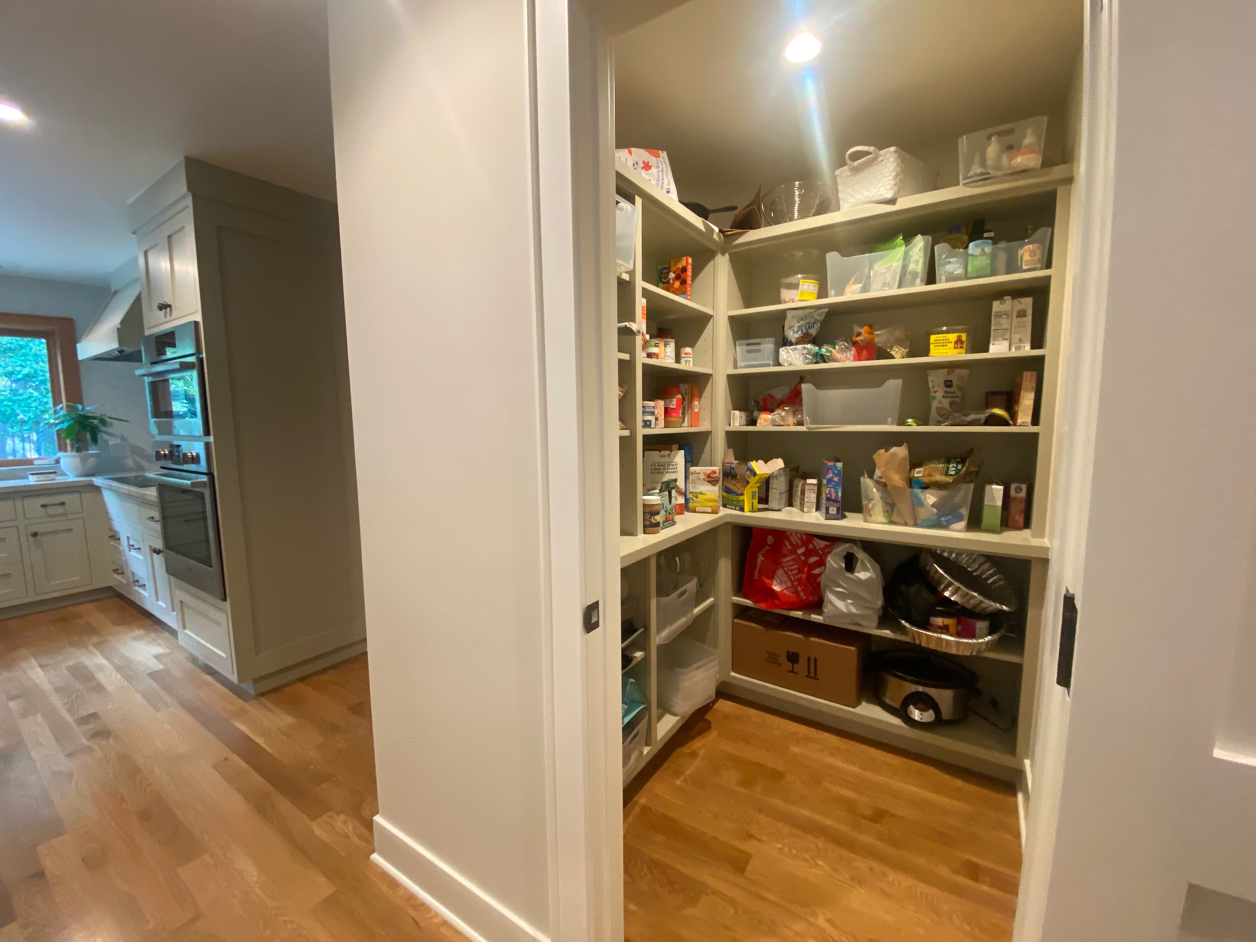 Kitchen pantry with open shelving