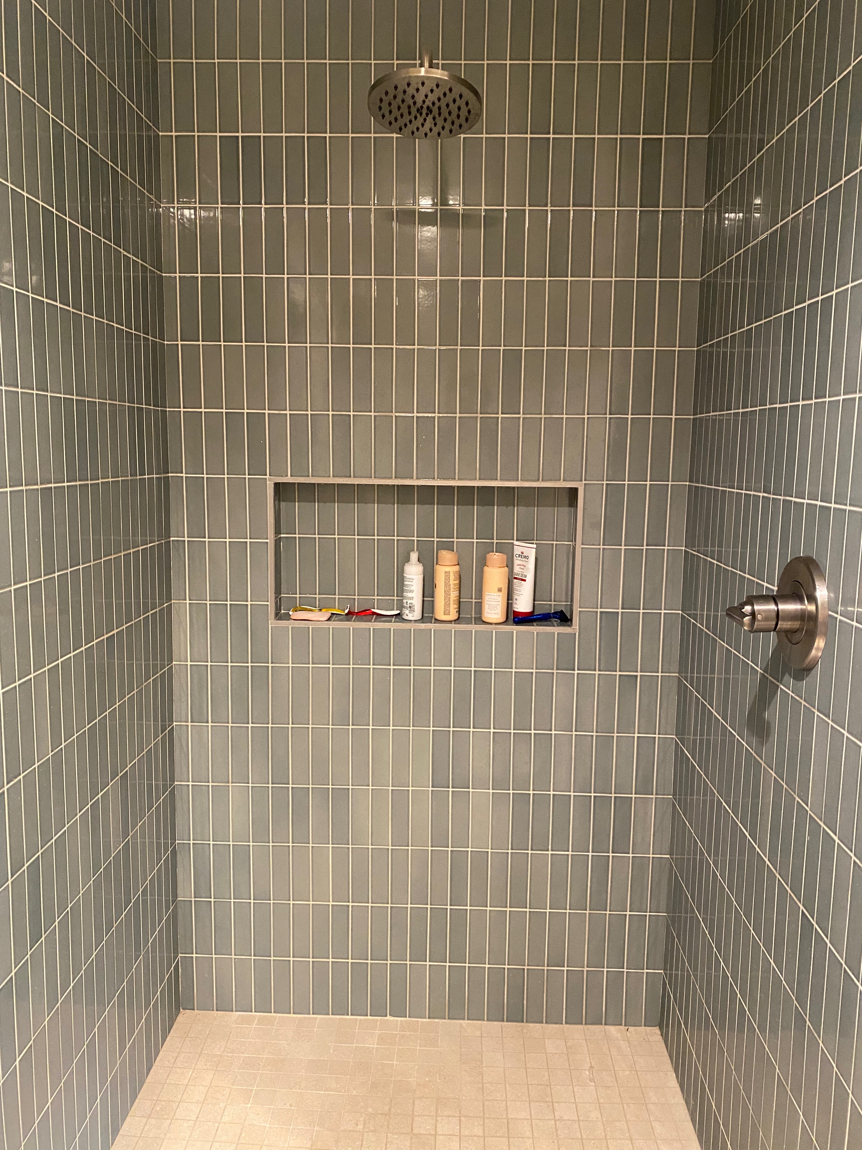 Master bathroom shower with Heath tile