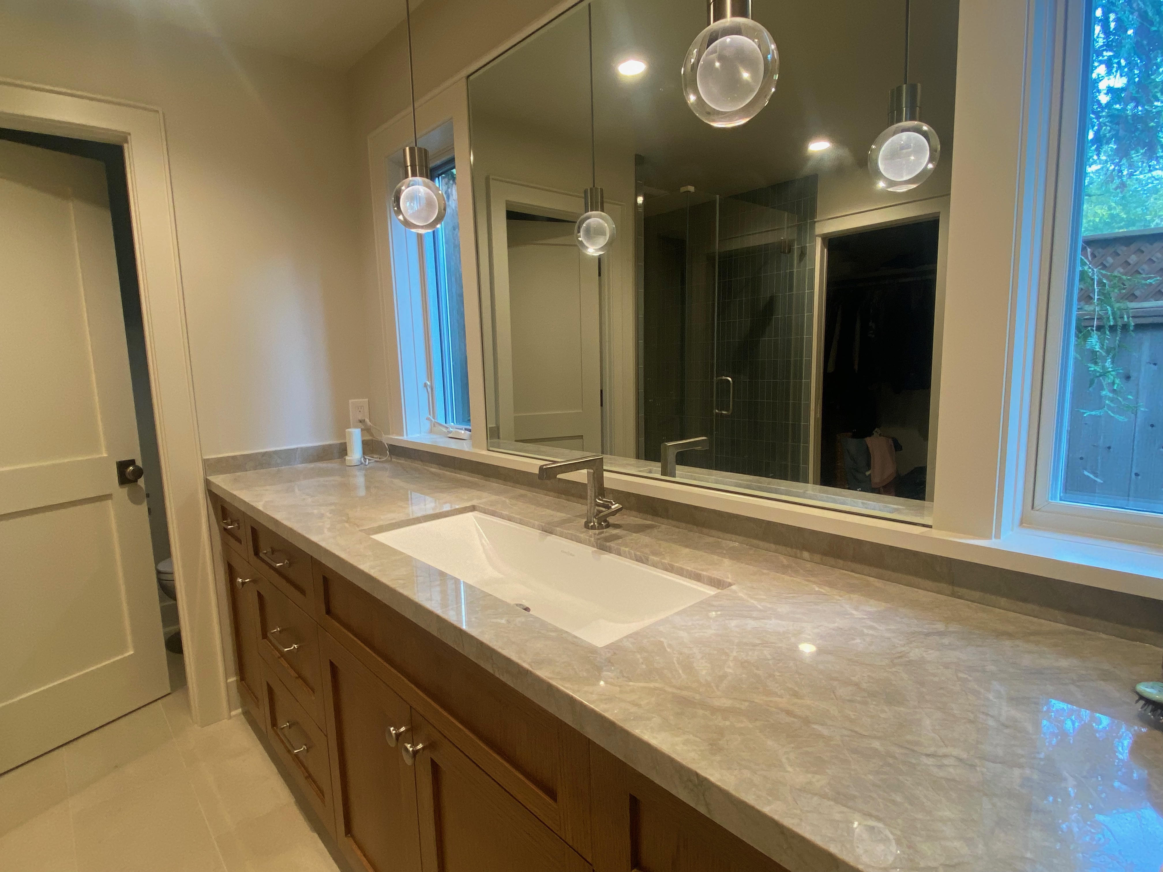 Master bathroom vanity with custom cabinetry