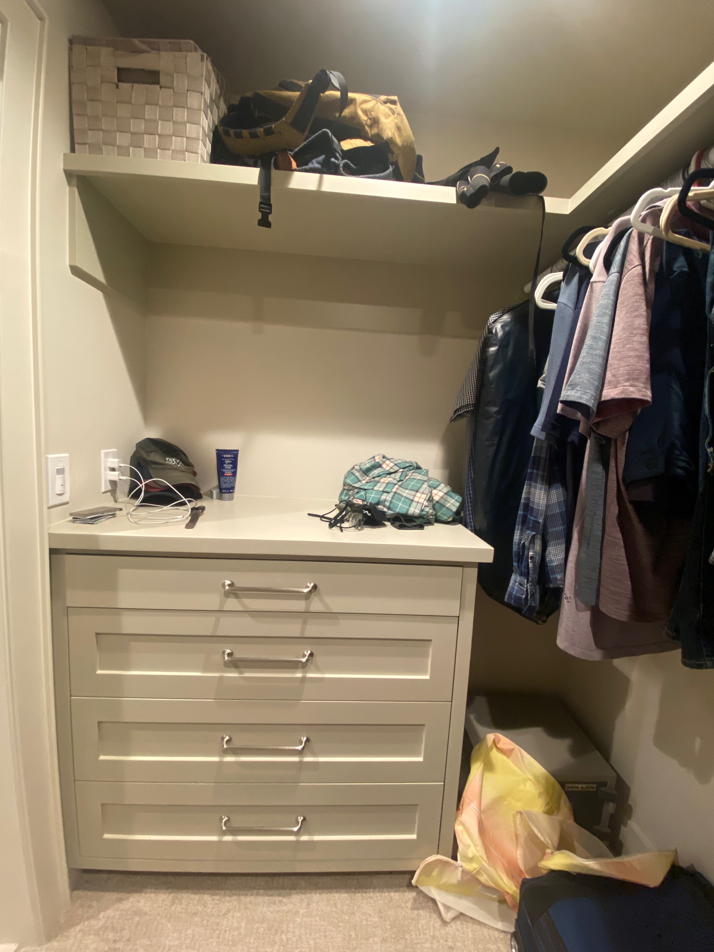 Master closet with built-in drawers and organization