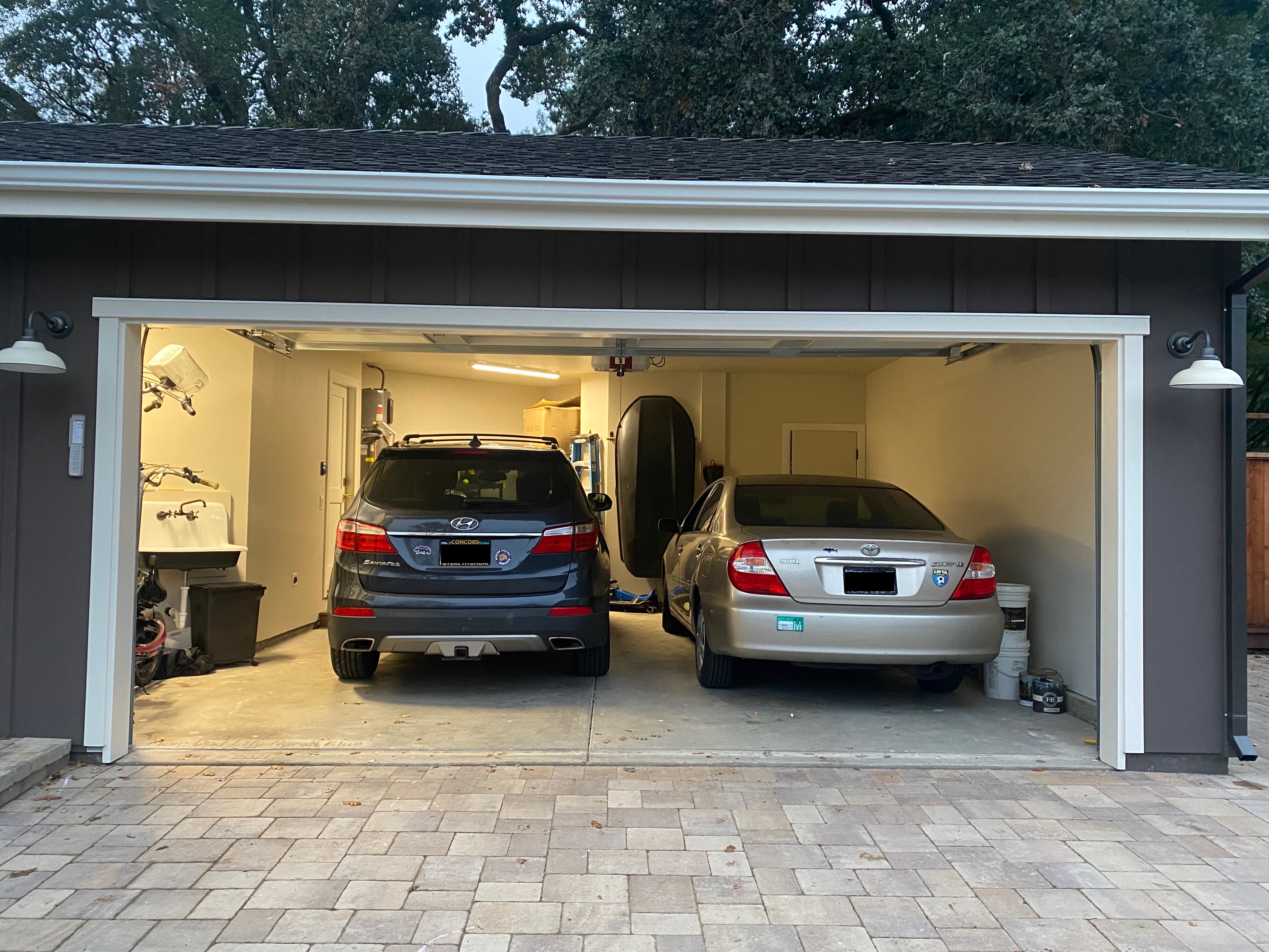 Garage utility sink and storage setup