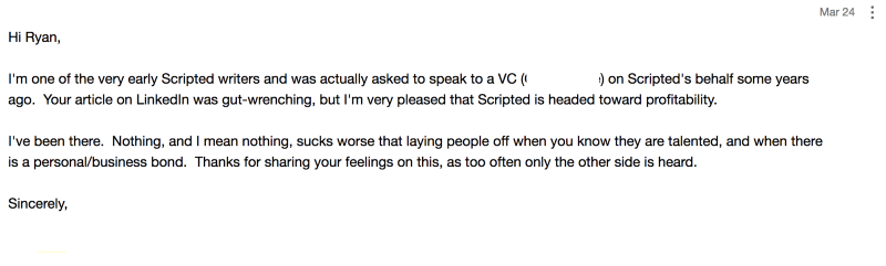 Feedback from Scripted writer