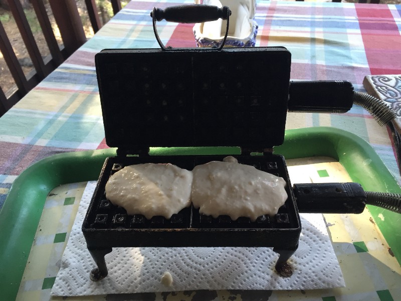 Batter on waffle iron
