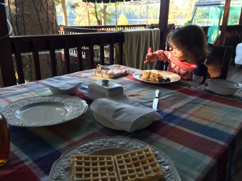 Sharing waffles with loved ones