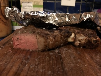 Grilled cowboy rib eye steak 1